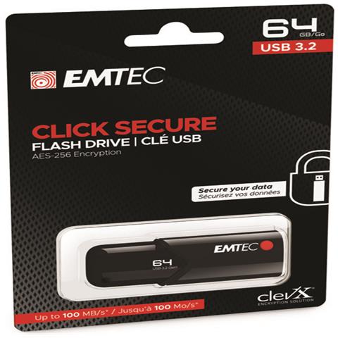 Chiavetta Usb 64gb Emtec B120 Fare Clic Su Secure Usb 3.2 (100mb/s) - Foto 1