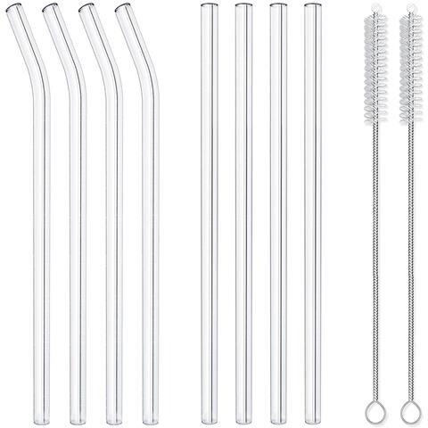 Smoothie Set Di 8 Cannucce Di Vetro Riutilizzabili Trasparenti - Foto 2