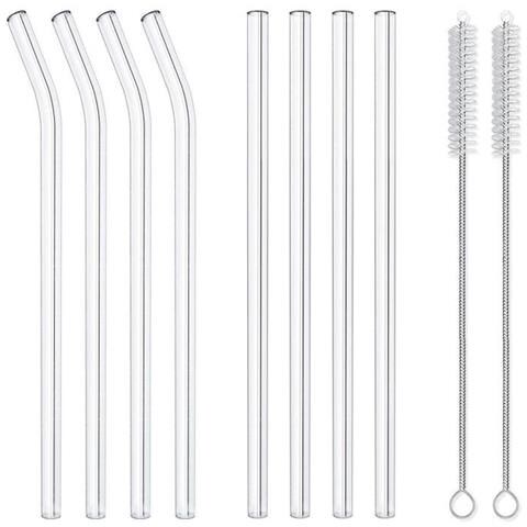Smoothie Set Di 8 Cannucce Di Vetro Riutilizzabili Trasparenti - Foto 1
