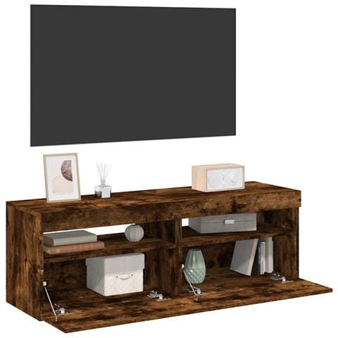 Mobili Porta TV con Luci LED 2 pz Rovere Fumo 60x35x40 cm - Foto 2