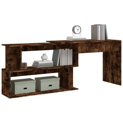 Scrivania Angolare Rovere Fumo 200x50x76cm In Legno Multistrato - Foto 2