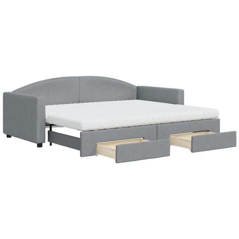 Divano Letto Estraibile Cassetti Grigio Chiaro 90x200cm Tessuto - Foto 1