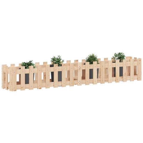 Fioriera Rialzata Giardino A Recinzione 200x30x30cm Legno Pino - Foto 3
