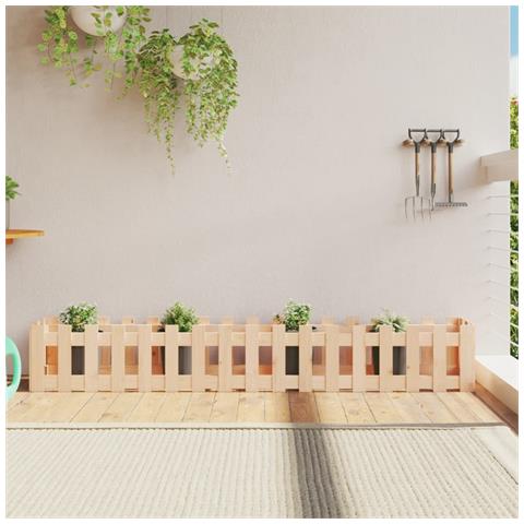 Fioriera Rialzata Giardino A Recinzione 200x30x30cm Legno Pino - Foto 1