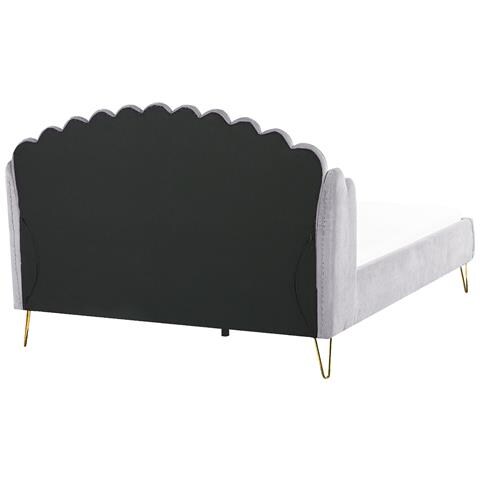 Letto Matrimoniale Velluto Grigio 180 X 200 Cm Ambillou - Foto 2