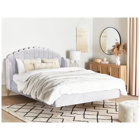 Letto Matrimoniale Velluto Grigio 180 X 200 Cm Ambillou - Foto 1