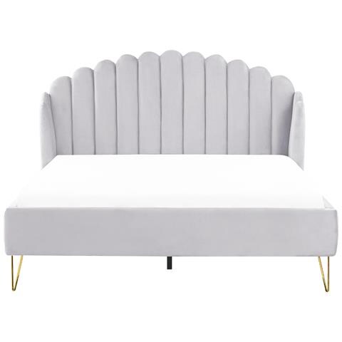 Letto Matrimoniale Velluto Grigio 180 X 200 Cm Ambillou - Foto 8