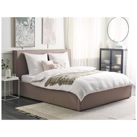 Letto Matrimoniale Tessuto Grigio Tortora Con Contenitore 180 X 200 Cm Moissac - Foto 1