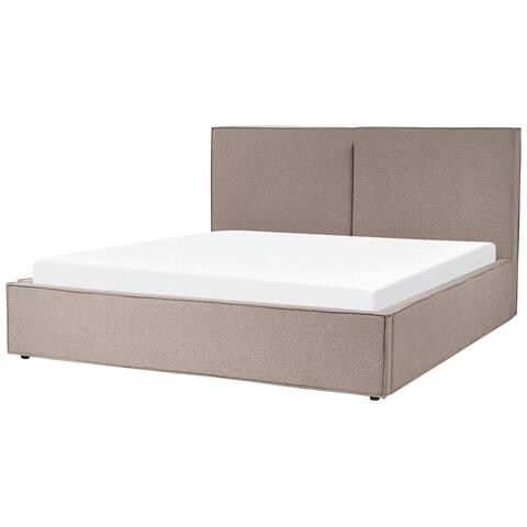 Letto Matrimoniale Tessuto Grigio Tortora Con Contenitore 180 X 200 Cm Moissac - Foto 7