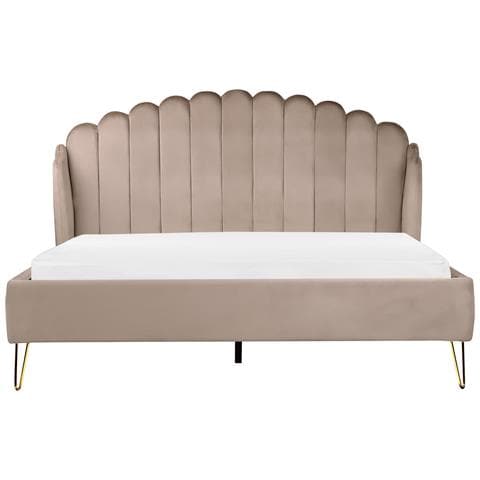 Letto Matrimoniale Velluto Tortora 180 X 200 Cm Ambillou - Foto 2