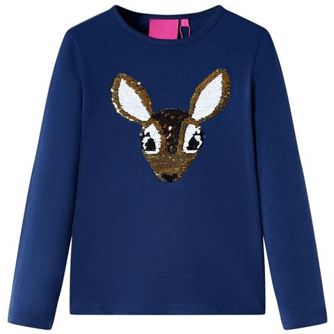 Maglietta Da Bambina Maniche Lunghe Blu Marino 116 - Foto 1