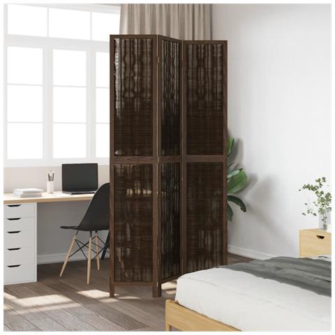 Divisorio Ambienti 3 Pannelli Marrone Scuro Massello Paulownia - Foto 3