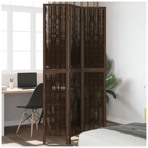 Divisorio Ambienti 3 Pannelli Marrone Scuro Massello Paulownia - Foto 1