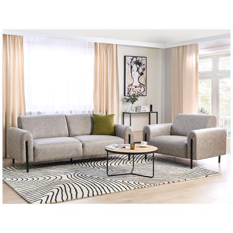 Set Da Salotto 4 Posti Askim Tessuto Grigio Chiaro - Foto 1