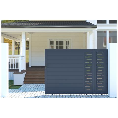 Cancello Scorrevole 4m Arlberg H. 180cm Grigio Alluminio + 2 Montanti 20x20cm H. 190cm - Foto 2