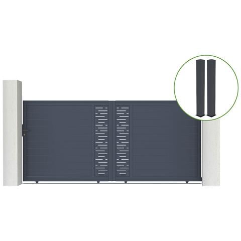 Cancello Scorrevole 4m Arlberg H. 180cm Grigio Alluminio + 2 Montanti 20x20cm H. 190cm - Foto 1
