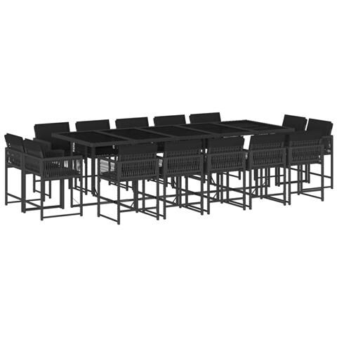 Set Da Pranzo Da Giardino 15 Pz Con Cuscini Nero In Polyrattan - Foto 2