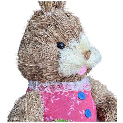 Conigli Coppia Rabbit In Paglia Rafia Alti 60 Cm - Foto 2