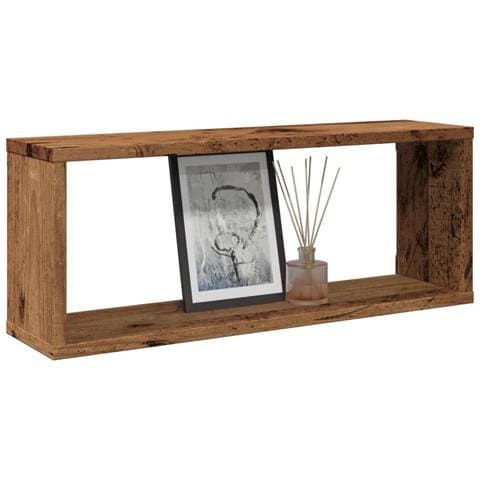 Mensole A Cubo Muro 2 Pz Legno Antico 60x15x23 Cm In Truciolato - Foto 1