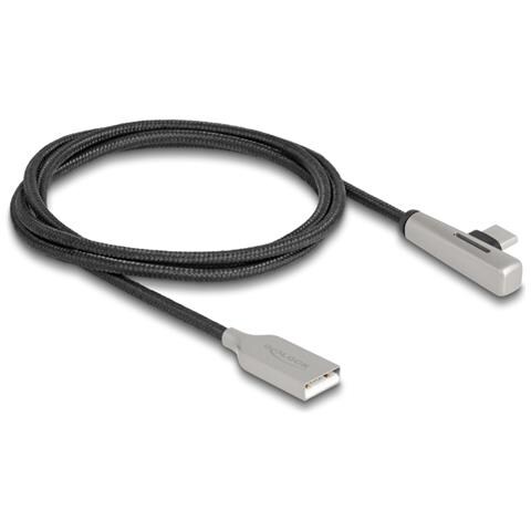 Cavo USB 2.0 Tipo-A maschio a USB Type-C maschio angolato con LED e ricarica rapida da 60 W 1 m - Foto 1