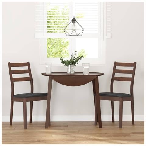 Sedie da Pranzo con Cuscini 2pz Marrone Legno Massello di Hevea - Foto 2