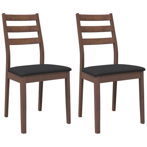 Sedie da Pranzo con Cuscini 2pz Marrone Legno Massello di Hevea - Foto 1