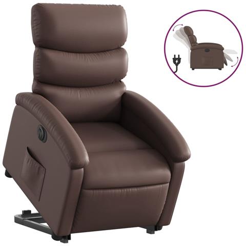 Poltrona Alzapersona Reclinabile Marrone In Similpelle - Foto 2