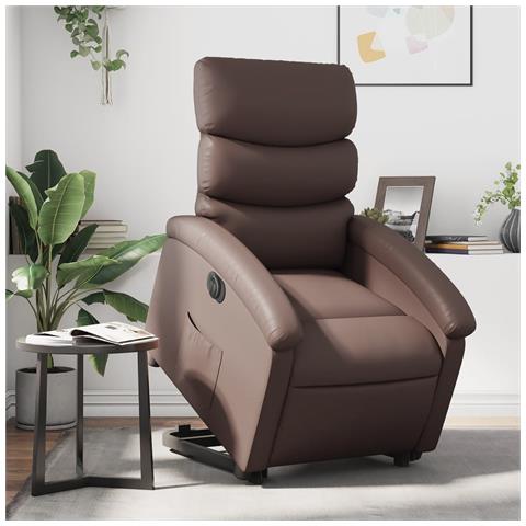 Poltrona Alzapersona Reclinabile Marrone In Similpelle - Foto 1