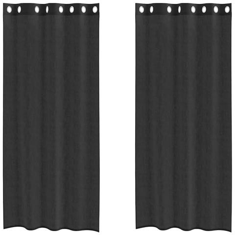 Tende In Voile Con Occhielli 2 Pz Nero 140x245 Cm - Foto 2