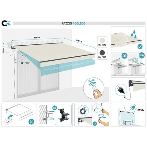 Tenda Da Sole Motorizzata Semicassonata Fazzio 4x3m Beige - Foto 7
