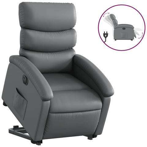 Lusso Casadino -  Poltrona Alzapersona Reclinabile Grigio In Similpelle - Foto 1