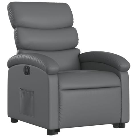 Lusso Casadino -  Poltrona Alzapersona Reclinabile Grigio In Similpelle - Foto 2