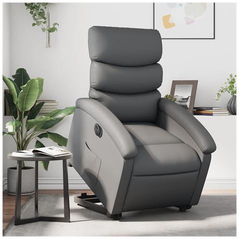 Lusso Casadino -  Poltrona Alzapersona Reclinabile Grigio In Similpelle - Foto 8