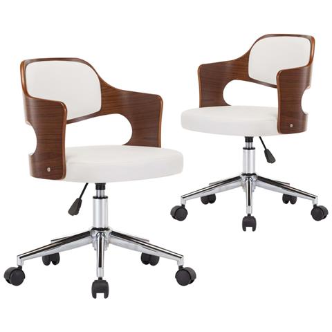 Sedie Da Pranzo Girevoli 2 Pz Bianche Legno Curvo E Similpelle - Foto 1