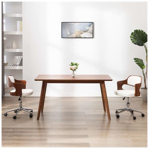 Sedie Da Pranzo Girevoli 2 Pz Bianche Legno Curvo E Similpelle - Foto 8