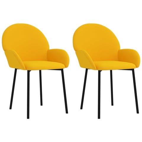 Sedie Da Pranzo 2 Pz Gialle In Velluto - Foto 1