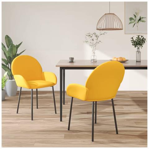 Sedie Da Pranzo 2 Pz Gialle In Velluto - Foto 8