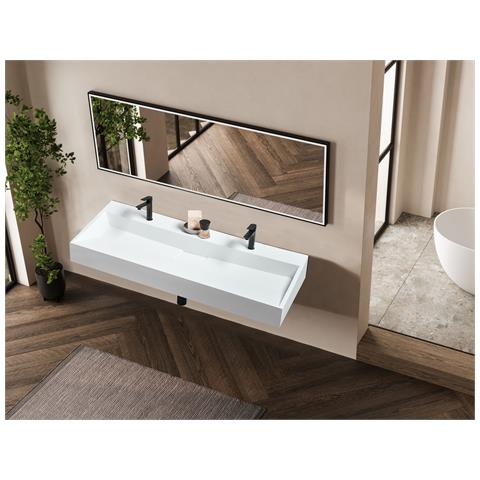 Lavabo Doppio A Muro Bianco 120 X 46 Cm Quenko - Foto 1