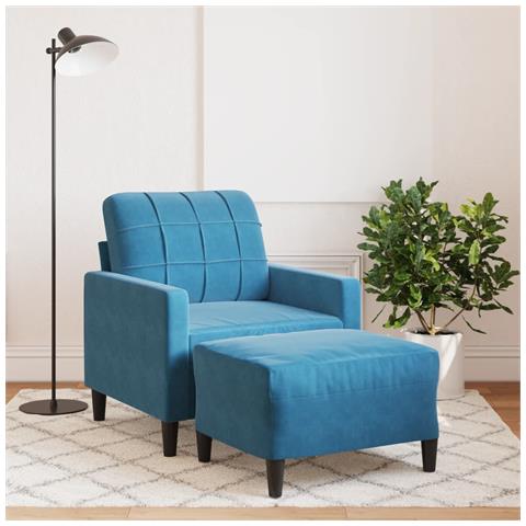 Poltrona con Poggiapiedi Blu 60 cm in Velluto - Foto 2