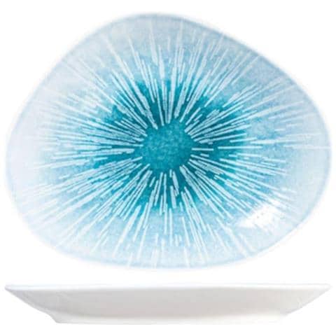 Piatto ovale Neptune in porcellana bianca decorata azzurro cm 22 - Foto 1