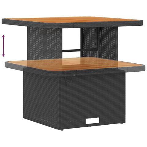 Set Divano da Giardino 10 Pezzi con Cuscini Nero Polyrattan Acacia, Divano Giardino a 2 Posti con Cuscini Nero Polyrattan, Set da Pranzo Giardino 3 Pezzi con Cuscini Nero Polyrattan Acacia - Foto 8