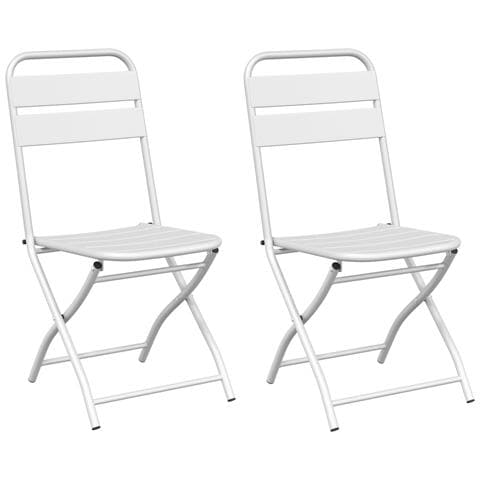 Sedie da Giardino Pieghevoli 2 pz Bianche in Acciaio - Foto 1