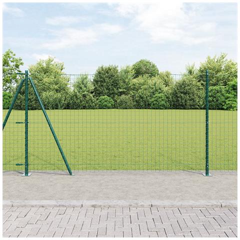 Pali della Recinzione con Piastrine di Base 26 pcs Ø32mm 68,5cm Acciaio Zincato - Foto 2