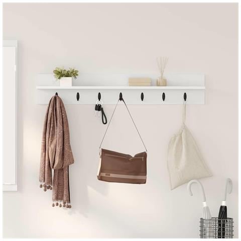 Appendiabiti a muro Bianco 100 x 10.5 x 18 cm Legno multistrato - Foto 2