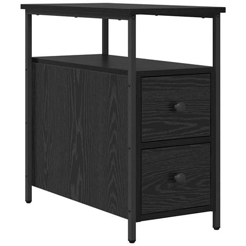 Armadio da Notte Rovere nero 30 x 60 x 60 cm Legno multistrato - Foto 1