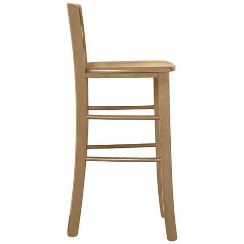 Sgabello Di Legno Noce Chiaro H 66cm Con Foro Nello Schienale E Seduta Massello - Foto 2