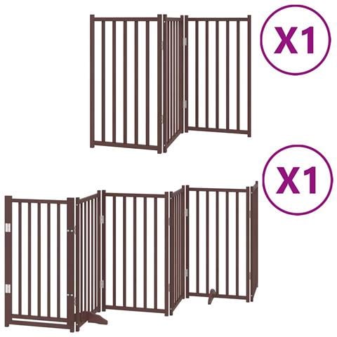 Cancello Cani Porta Pieghevole Marrone 9 Pannelli 450cm Pioppo - Foto 1