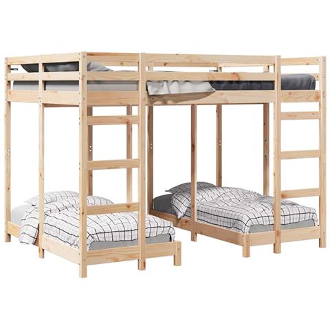 Struttura letto a castello triplo Marrone 140 x 200 cm - Foto 1