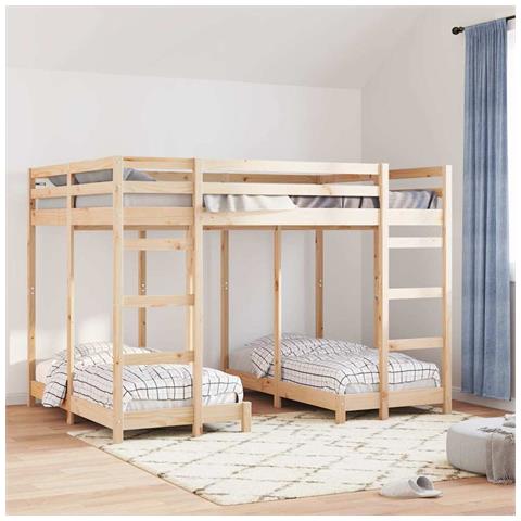 Struttura letto a castello triplo Marrone 140 x 200 cm - Foto 2