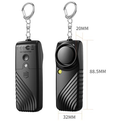 Allarme Di Sicurezza Personale Con Batteria - Portachiavi Con Allarme Di Emergenza Da 130 Db Con Luce Led Black - Foto 2